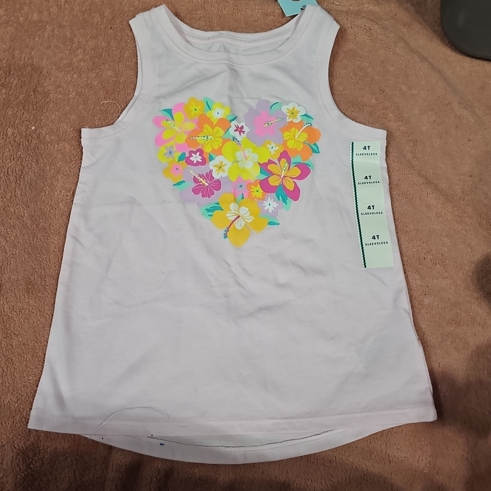 Cat & Jack White Floral Heart Tank Top